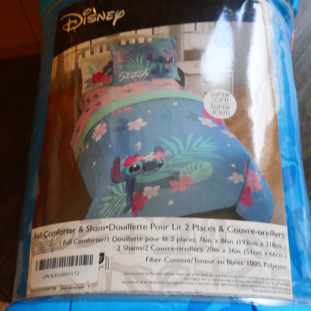 NEW Disney Lilo & Stitch Full Double Bedding Comforter & Sham Set Jay Franco